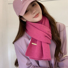 批发围巾冬季波尔多安可拉新款毛线针织纯色女士韩系加厚红色保暖百搭