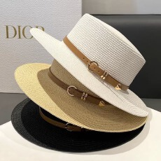 批发2026新款春夏季草编平顶礼帽子女法式复古平檐出游沙滩遮阳防晒帽