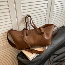 批发2026春季新款褶皱大容量托特包女时尚简约休闲通勤大包手提翅膀包