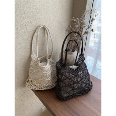 批发手工棉线草编包小众设计镂空编织包春夏新款海边度假包托特手提包