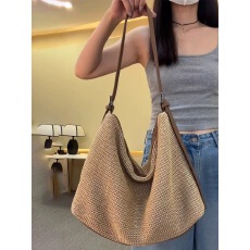 批发夏日拉菲草编织海边沙滩单肩包女2026新款超火斜挎手提草编托特包