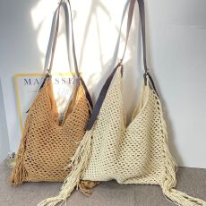 批发新款复古流苏包包女镂空新品新款包沙滩包通勤女士时髦单肩托特包