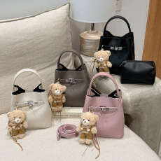 批发韩版荔枝纹手提包包女2026新款时尚百搭斜挎包流行爆款单肩水桶包