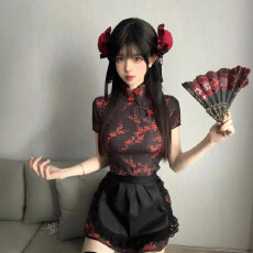 批发中华厨娘洛丽塔日系Lolita女仆围裙COS中式旗袍连衣裙舞台<b class='q'>演出服</b>