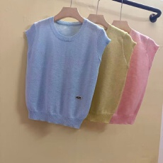 批发MZ2026夏新款休闲圆领亚麻莱赛尔毛针织衫女短袖上衣