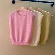 批发MZ短袖<b class='q'>针织衫</b>女式2026夏季针织短袖纯色显瘦针织T恤女薄款