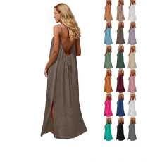 批发官网图2026亚马逊跨境速卖通女士新款<b class='q'>吊带</b>露背褶皱宽松连衣裙