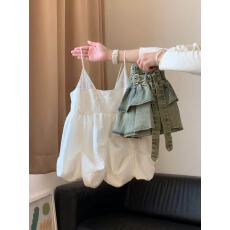 批发2026超火穿搭一整套装女夏学院风<b class='q'>花苞</b>无袖吊带背心牛仔短<b class='q'>裙</b>两件套