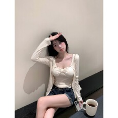 批发纯欲风<b class='q'>套装</b>长袖开衫小外套女秋季内搭扭结吊带背心甜辣两件套