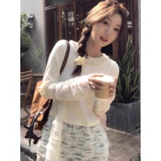 批发原版做工简蕾丝拼接T恤宽松百搭假两件白色长袖打底衫2025秋
