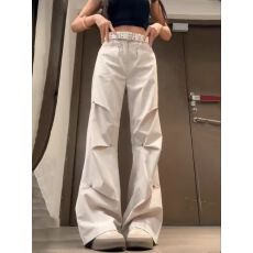 批发卡其色铆钉工装裤女2026春夏新款高街vibe美式运动休闲直筒阔腿裤