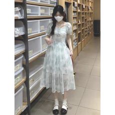 批发茶歇法式碎花<b class='q'>连衣裙</b>女夏小清新气质甜美仙女在逃公主温柔初恋长裙