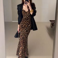 批发辣妹豹纹露背吊带连衣<b class='q'>裙</b>女春夏季内搭气质御姐修身包臀长<b class='q'>裙</b>子