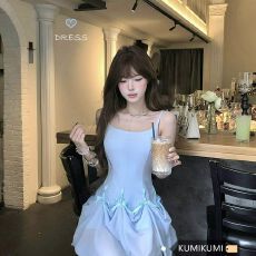 批发法式甜妹风蝴蝶结吊带<b class='q'>连衣裙</b>女夏季设计感一裙多穿A字裙黑色长裙