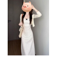 批发2026新款夏季波点吊带<b class='q'>连衣裙</b>子女夏季气质绝美穿搭一整套装长裙女