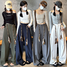 批发<b class='q'>实拍</b>2026春夏新工<b class='q'>装</b><b class='q'>裤</b>女编织腰带阔腿<b class='q'>裤</b><b class='q'>美式</b>松弛感辣妹户外休闲<b class='q'>裤</b>