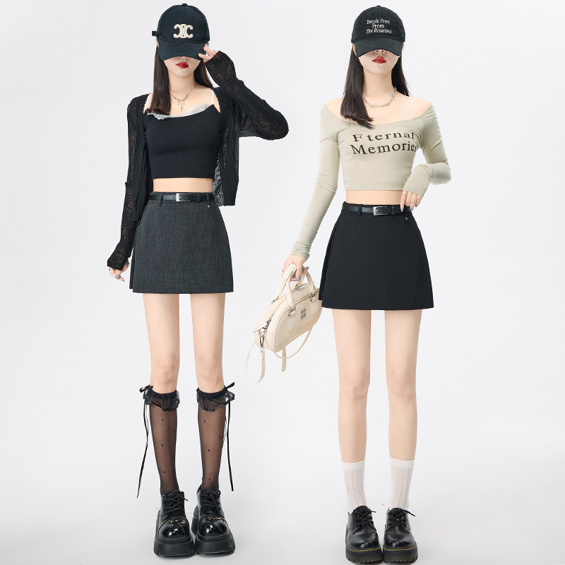 实拍西装短裙裤女2026新款开叉包臀辣妹a字半身裙小个子高腰显瘦