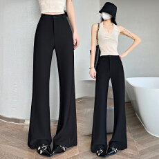 批发实拍黑色微喇<b class='q'>裤</b>女2026春夏高腰显瘦超模<b class='q'>裤</b>修身弹力休闲<b class='q'>裤</b>西<b class='q'>装</b><b class='q'>裤</b>