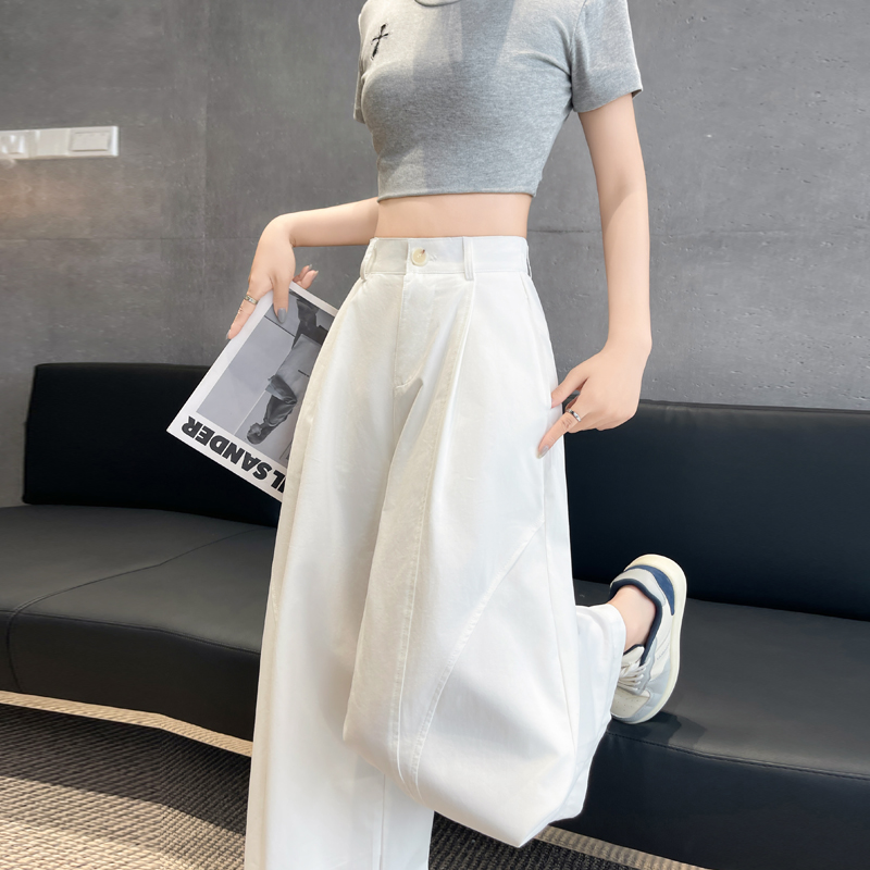 实拍八九分阔腿裤女2026夏新款弯刀休闲裤宽松显瘦速干工装裤薄