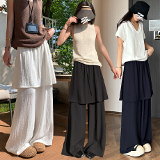 批发<b class='q'>实拍</b>假两件屁帘女2026夏季新款阔腿<b class='q'>裤</b><b class='q'>亚麻</b>慵懒风休闲长<b class='q'>裤</b>宽松显瘦