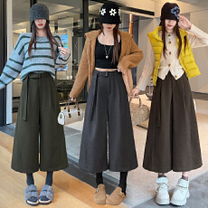 批发实拍毛呢八分<b class='q'>裤</b>2026秋冬女新款加厚呢子阔腿<b class='q'>裤</b><b class='q'>韩版</b>宽松显瘦休闲<b class='q'>裤</b>