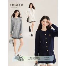 批发2025年冬季圆领针织上衣百搭显瘦百褶短裙两件<b class='q'>套装</b>