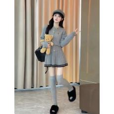 批发学院风韩系穿搭一整<b class='q'>套装</b>女秋冬减龄长袖针织开衫百褶半身裙两件套