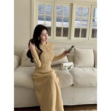 批发ORG 奶茶色优雅精致<b class='q'>通勤</b>上衣半身长裙小香风套装女W