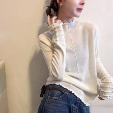 批发木耳边半高领羊毛针织衫女欧洲站2025冬装<b class='q'>新款</b>欧货女装打底小衫潮