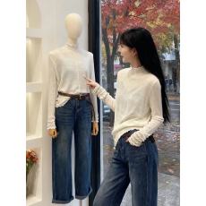 批发广州十三行高货亲肤针织衫木耳边基础款立领正肩长袖<b class='q'>打底衫</b>上衣女