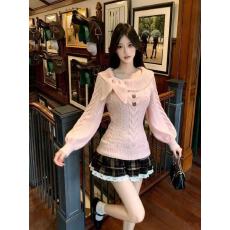 批发日系秋冬季套头<b class='q'>修身</b>灯笼袖针织衫古早兔耳朵学院风甜美毛衣内搭女