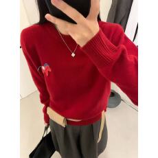 批发氛围感圣诞新年红色毛衣女2025新款<b class='q'>秋冬</b>针织衫宽松百搭打底衫上衣