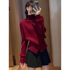 批发韩系穿搭高领毛衣女秋冬季宽松慵懒高级感软糯加厚内搭打底针织衫