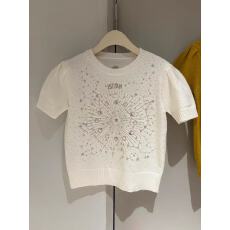 批发轻奢高级老钱风星座刺绣短袖套头针织<b class='q'>衫</b>