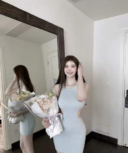 만약 언어 맞춤 원더풀 몸 re ga 이슬 허리 니트 신축성 드레스 순수한 욕망 품격 섹시함 치마 여름