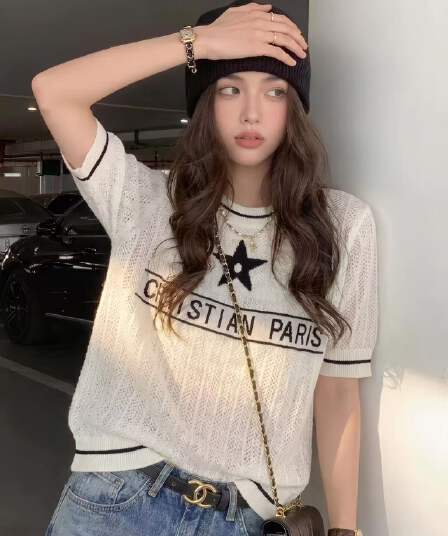 여름 새로운 인기 폭발 품격 프랑스식 Chic 부드러운 달콤함 데이트 다용도 슬림해 보이는 캐주얼 루즈핏 맨위
