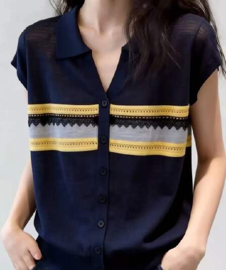 POLO 칼라 스트라이프 얇은 스타일 반팔 니트 스웨터 여성 2026 새로운 여름 빅 사이즈 지방 mm 패션 미니멀리즘 루즈핏 맨위