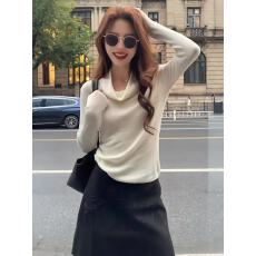 批发白色堆堆领毛衣女秋季季2026<b class='q'>新款</b>高级感可外穿内搭女士针织衫上衣