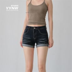 批发美式辣妹性感水洗猫须牛仔短裤女夏季显瘦包臀a字卷边翻边<b class='q'>热裤</b>薄