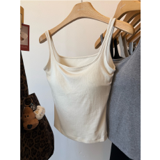 批发260克人棉抓毛韩国拉毛显瘦内搭<b class='q'>秋</b>冬带胸垫遮副乳吊带背心女