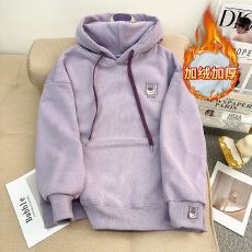 批发华棉复合400克卫衣女秋冬刺绣加绒加厚保暖上衣大码女装