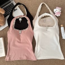 批发秋冬磨毛法式<b class='q'>蕾丝</b>纯欲吊带美背一体杯免穿<b class='q'>文胸</b>背心女修身显瘦6100