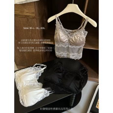 批发<b class='q'>夏季</b>薄款轻奢缎面性感蕾丝吊带背心女士内搭带胸垫无钢圈聚拢上衣