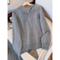 批发2026老钱风纯色翻领套头针织<b class='q'>衫</b>女早春宽松显瘦简约百搭打底<b class='q'>衫</b>上衣