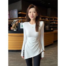 270克螺纹德绒 2026春秋季新款韩版长袖T恤女设计感