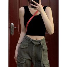 批发纯棉 32支 白色小<b class='q'>背心</b>打底无袖吊带<b class='q'>露</b><b class='q'>脐</b>短款上衣女