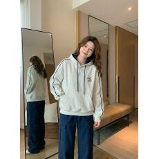 批发薄款卫衣春秋新款潮宽松明线装饰刺绣花连帽<b class='q'>韩版</b>上衣女装