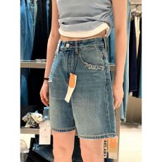 批发破洞牛仔短<b class='q'>裤</b>女夏<b class='q'>大码</b>胖mm高腰宽松显瘦梨形身材直筒阔腿五分中<b class='q'>裤</b>