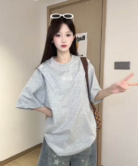 남자 바 면 220 그램 조수 브랜드 반팔 티셔츠 남녀 커플 여름 새로운 자수 루즈핏 라운드 넥 맨위