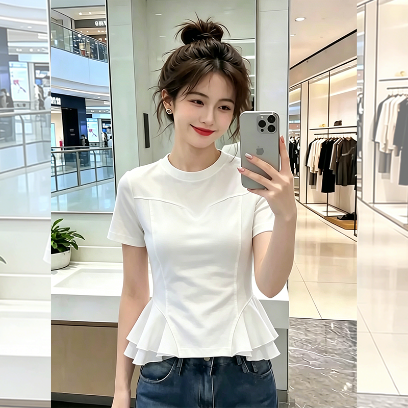 210 그램 92 면 8 암모니아 Lun 2026 여름 새로운 한국 스타일 반팔 티셔츠 여성 디자인 센스